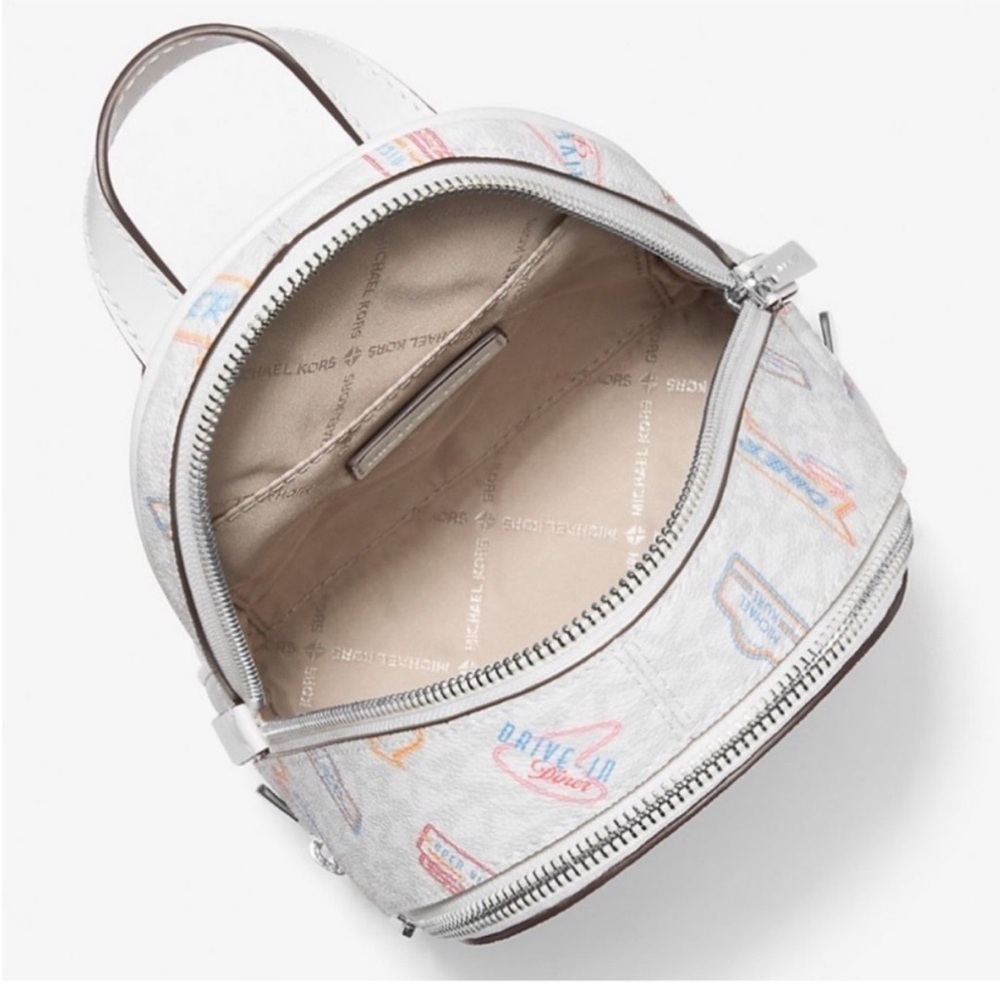 Michael Kors Rhea Extra-Small convertible Backpack Crossbody Optic White - Picture 4 of 11